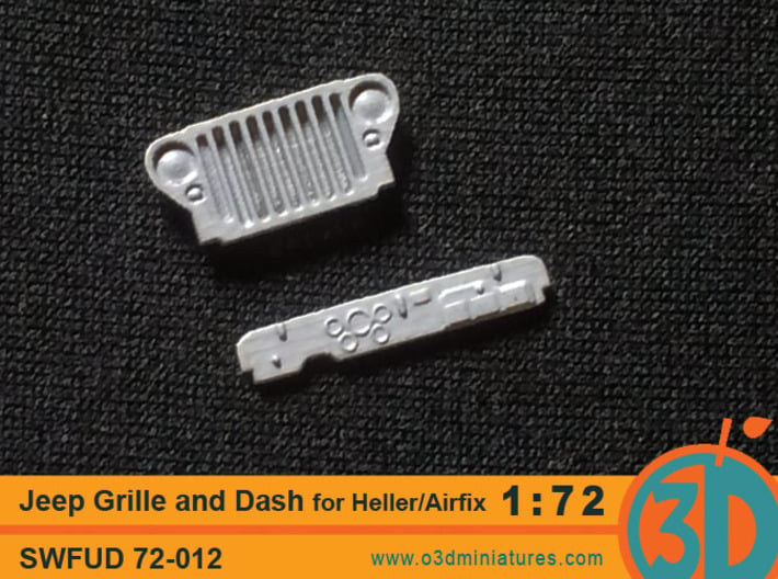 Jeep Grille and Dash for Heller/Airfix kit 1/72 sc 3d printed FUD test print painted grey