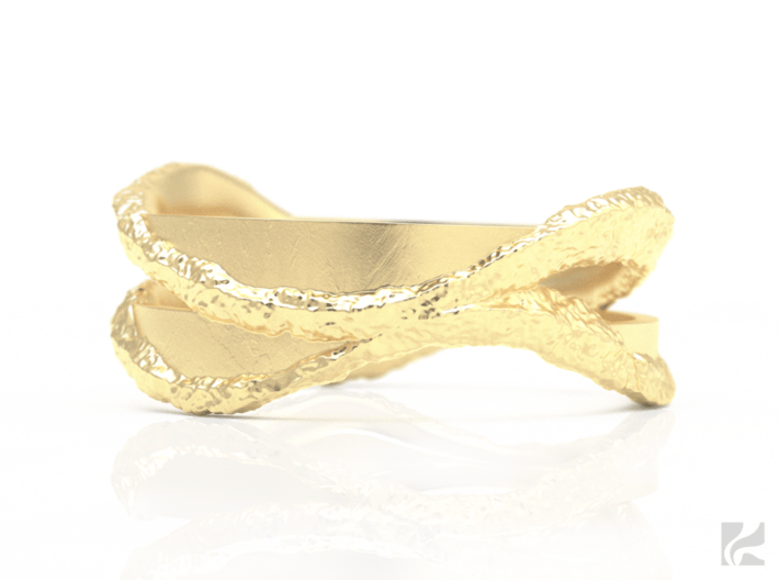 Full Dual Stone Ring 3d printed Gold