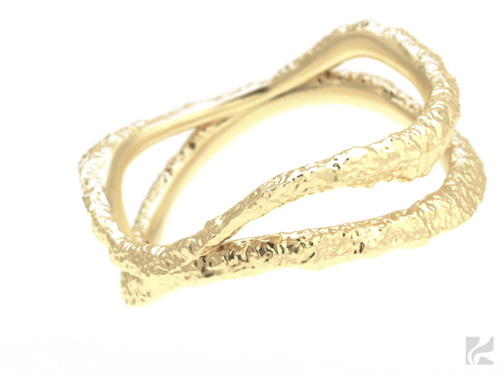 Dual Stone Ring 3d printed Gold