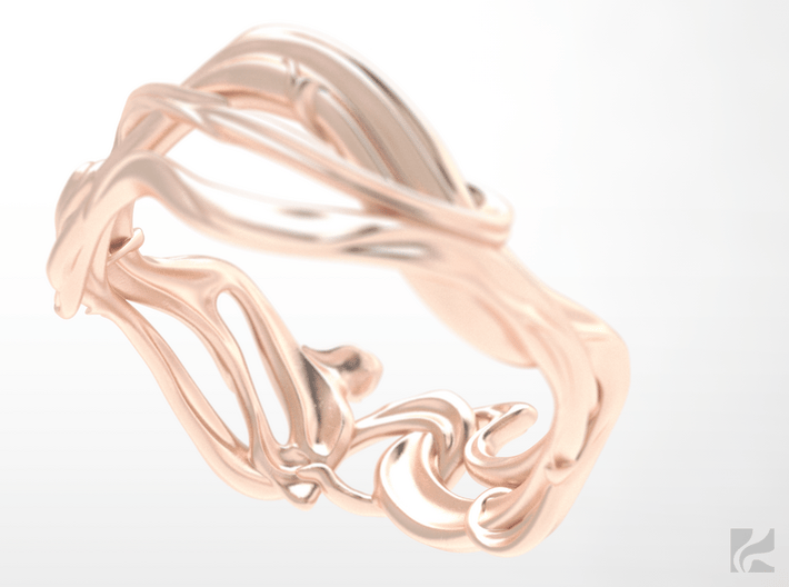 Art Nouveau Ring #1 3d printed Rose Gold