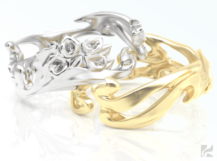 Calla Lilies Ring 3d printed Silver & Gold