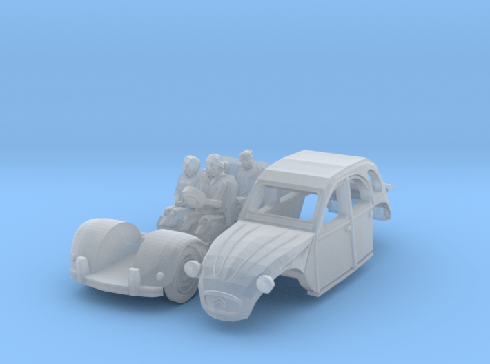 Citroën 2CV - avec la famille (N 1:160) 3d printed 