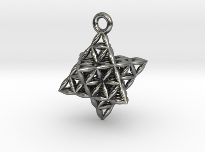 Flower Of Life Star Tetrahedron Pendant .8&quot; 3d printed
