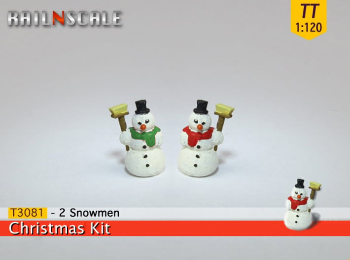 2 Snowmen (TT 1:120) 3d printed