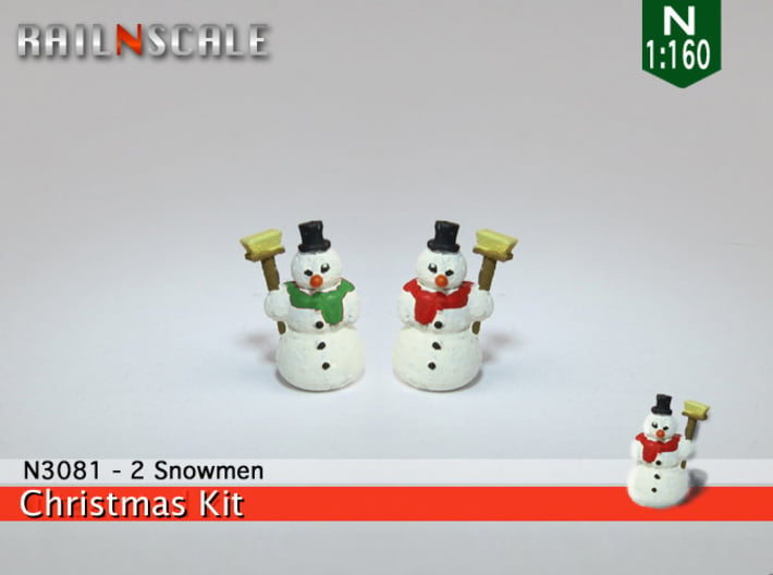 2 Snowmen (N 1:160) 3d printed