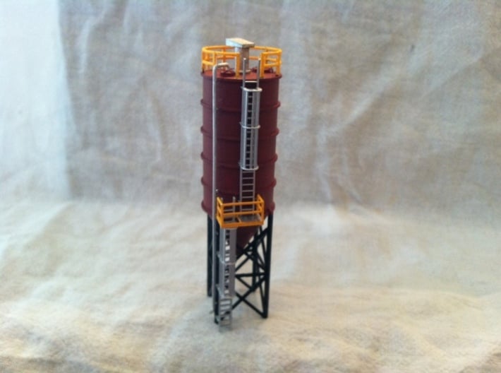 N Scale Cement Silo FUD 3d printed Silo in FUD with cage ladders by pstampfle