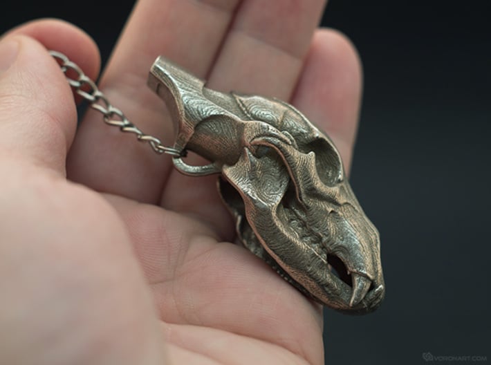Bear Skull whistle. 7cm 3d printed 3d printed stainless steel, chain is not included