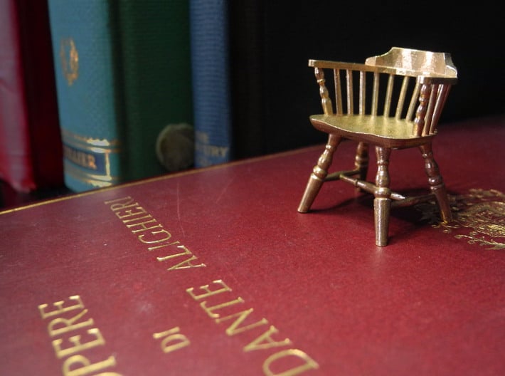 1:24 Low Back Windsor Chair 3d printed Printed in Raw Bronze