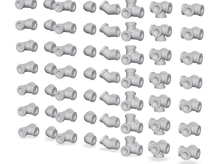 Miniature Pipe Connectors 0.51mm (56 pieces) 3d printed