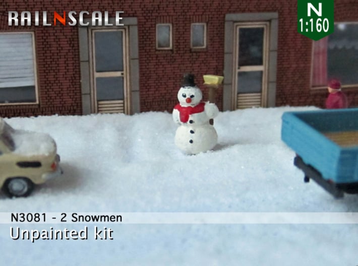 2 Snowmen (N 1:160) 3d printed 