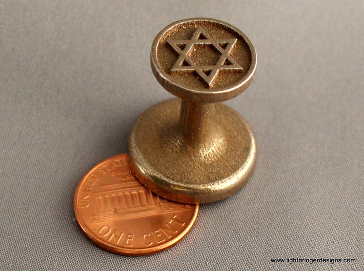 Star of David Wax Seal 3d printed Star of David wax seal with penny for scale