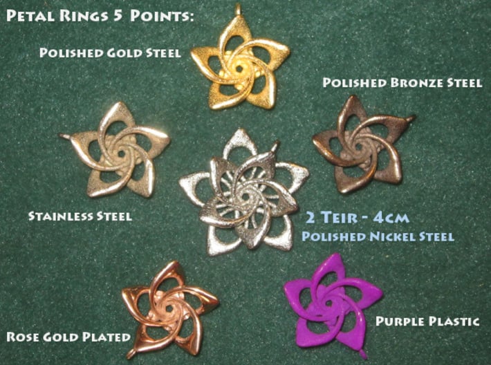 Petal Rings 5 Points - 2 Tiers - 4cm - wLoopet 3d printed 