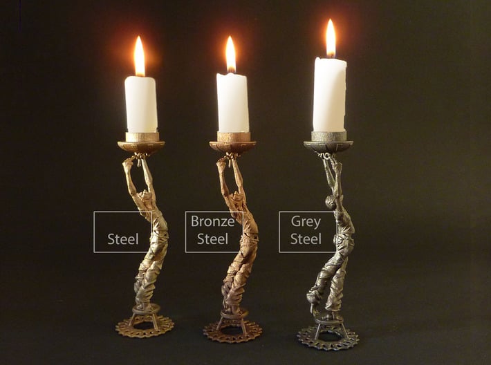 Candleholder "Screwdriver" 3d printed candle holder "Screwdriver"- 3D printed in stee-material comparisonl