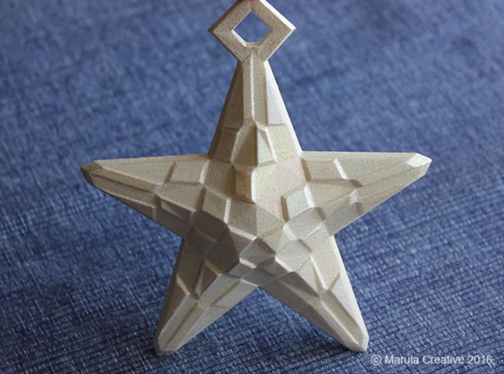 Stylised Sea Star ornament for Christmas 3d printed White Strong & Flexible Polished hand painted  