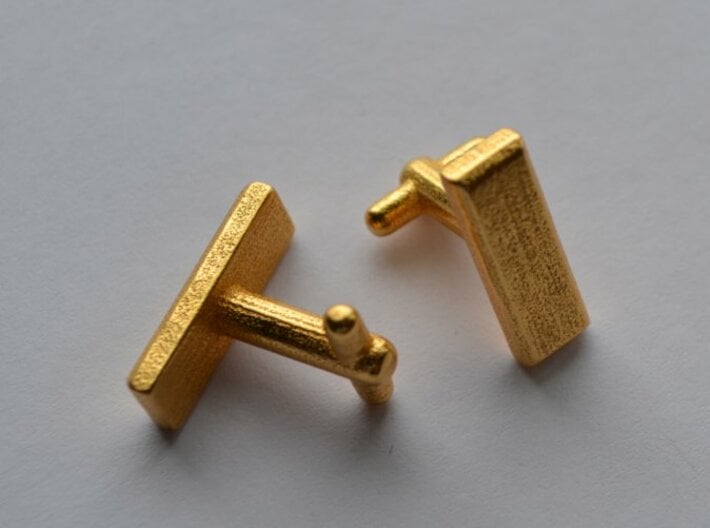 Lieutenant Bar Cufflinks 3d printed 3-D printed Lieutenant bar cuff-links (shown in polished gold steel finish)