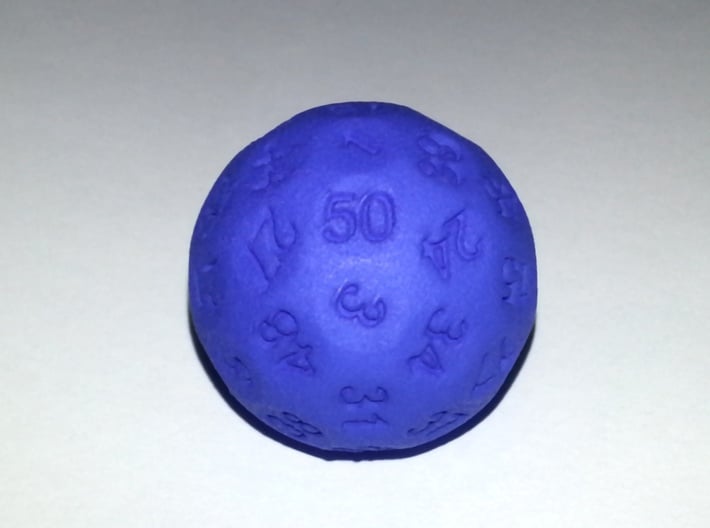 D50 Sphere Dice 3d printed in Blue Strong and Flexible