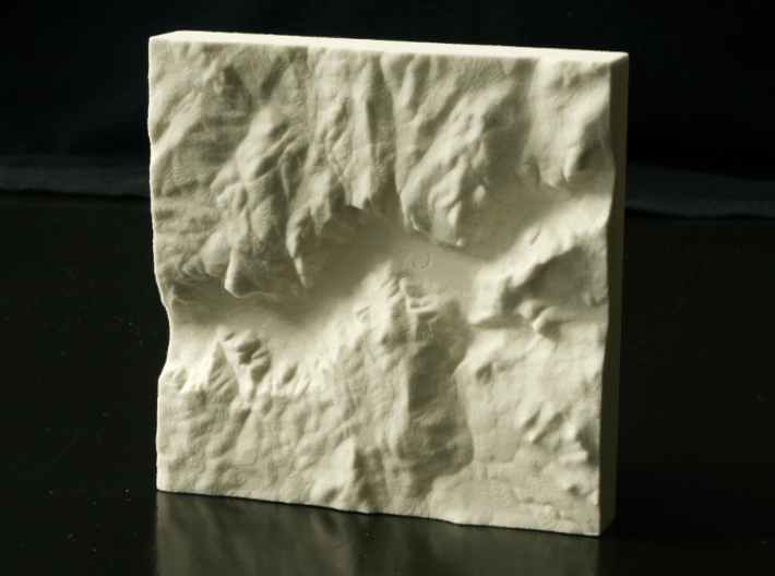 4'' Yosemite Valley, California, USA, Sandstone 3d printed Photo of actual 4" print, North is up