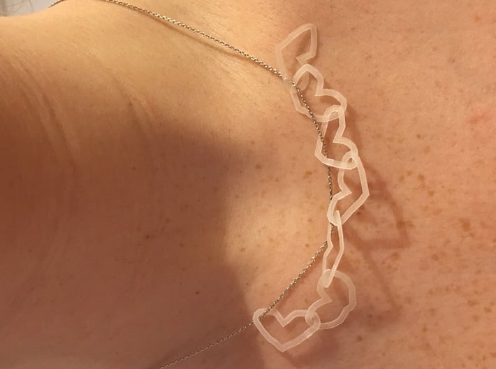 Interconnected Hearts 3d printed Necklace configuration. Chain not included