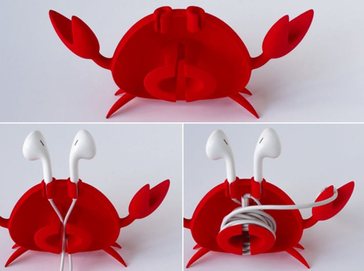 Apple EarPod Crab Holder 3d printed EarPods fit in slots and then use opening to feed wire through center and wrap