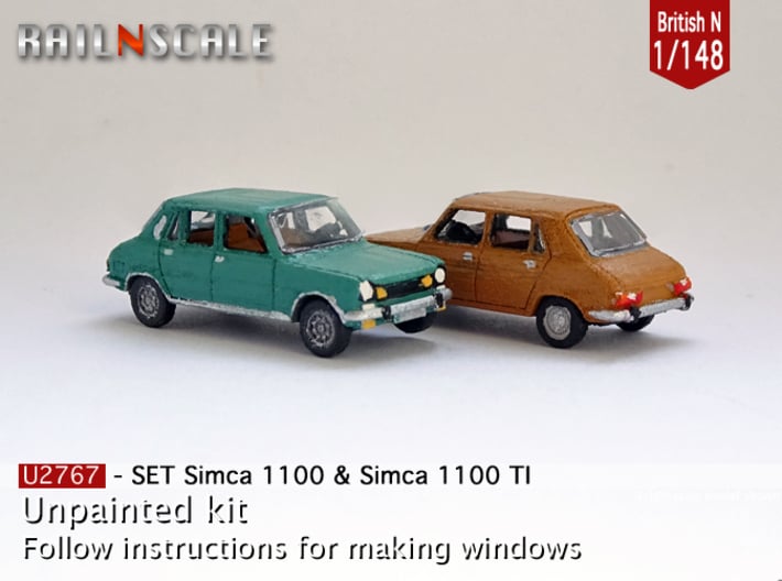SET Simca 1100 & 1100 TI (British N 1:148) 3d printed 