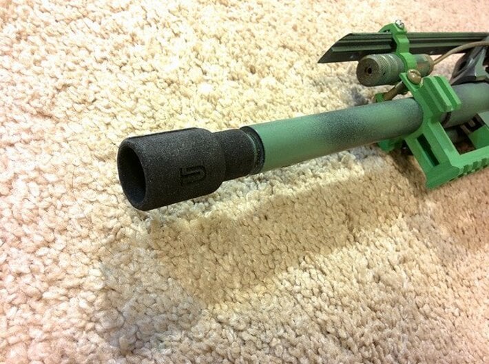 Airsoft Muzzle Amplifier (14mm Self-Cutting Thread 3d printed 