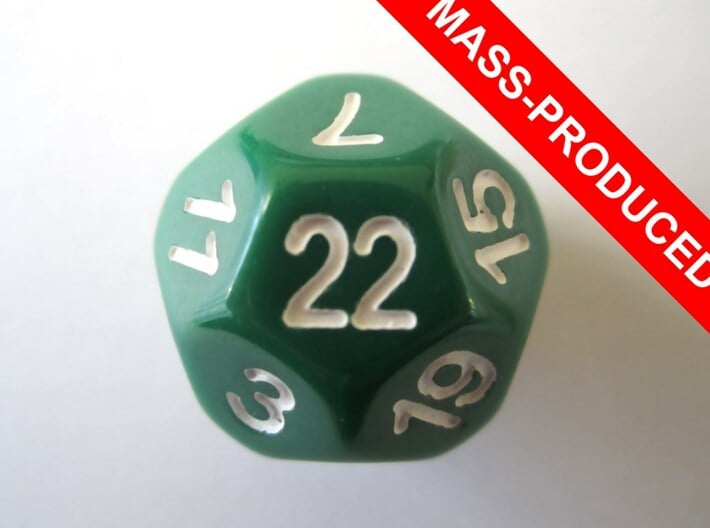 D22 Sphere Dice 3d printed the mass-produced version
