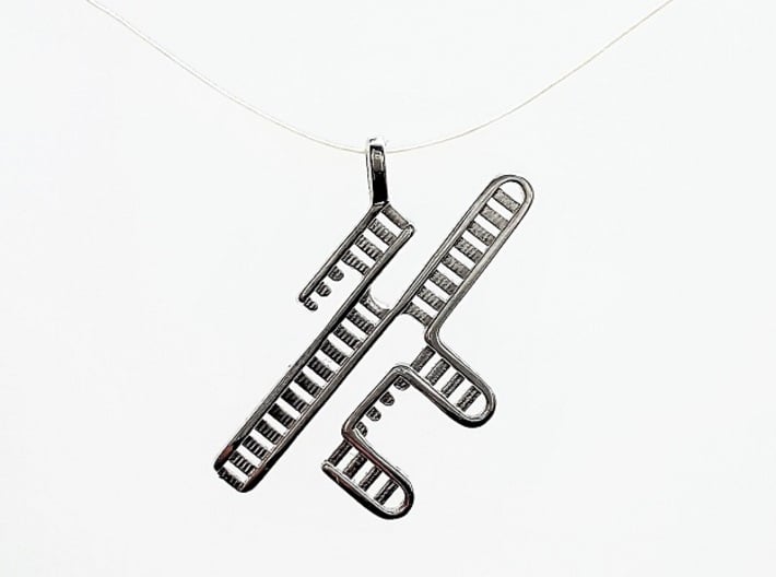 CRISPR RNA Pendant with Bail 3d printed Polished Silver pendant hanging by the bail