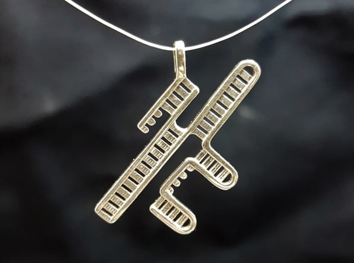 CRISPR RNA Pendant with Bail 3d printed Polished Silver