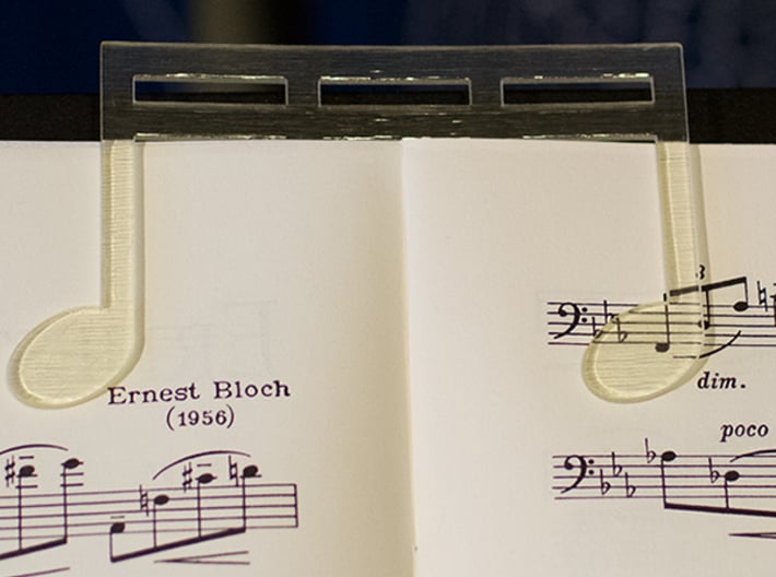Music Book Page Holder/Clip With Custom Text 3d printed Transparent costs a little more to print but is worth the price.