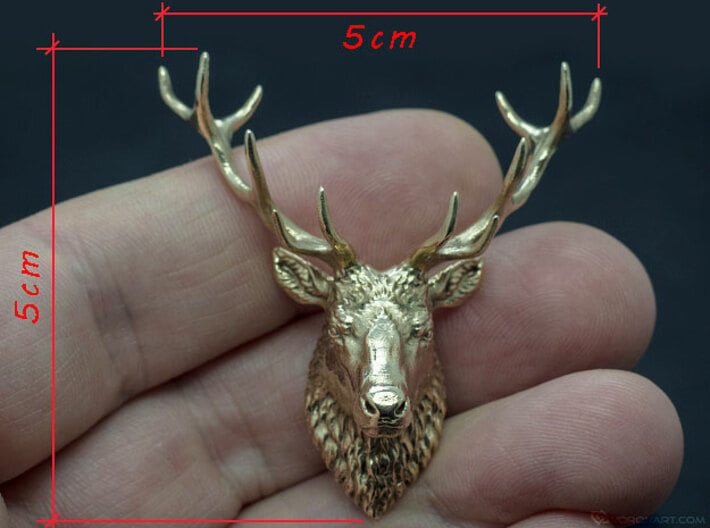 Deer head pendant 3d printed Size: 5x5 cm