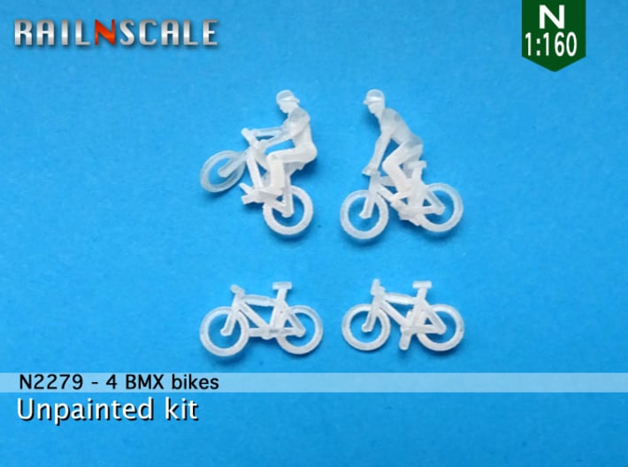 4 BMX bikes (N 1:160) 3d printed 