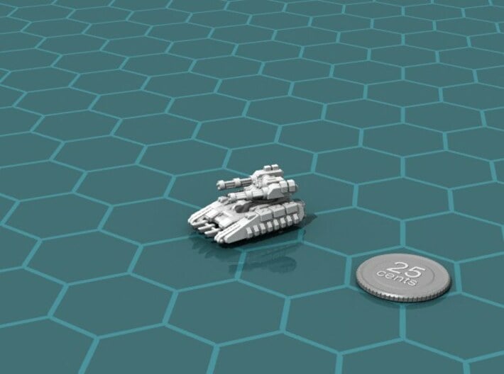 Buru Scout Tank 3d printed Render of the model, with a virtual quarter for scale.