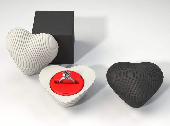 Coral Heart Ring Box - Proposal/Engagement RingBox 3d printed Ring not included.