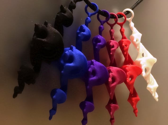 Dragon Pendant 6cm - plastic 3d printed WSF polished  + colors