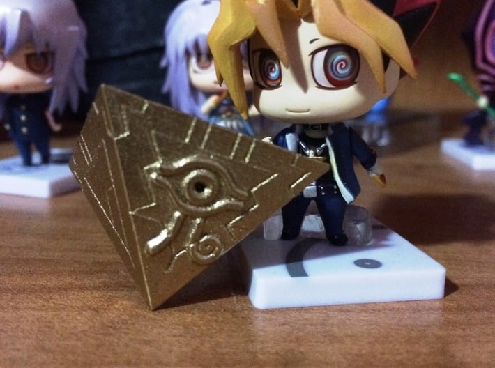 Millennium Puzzle Charm - Yu-gi-oh! 3d printed Spray-painted with a coat of glossy black paint, and then a coat of metallic gold paint~!