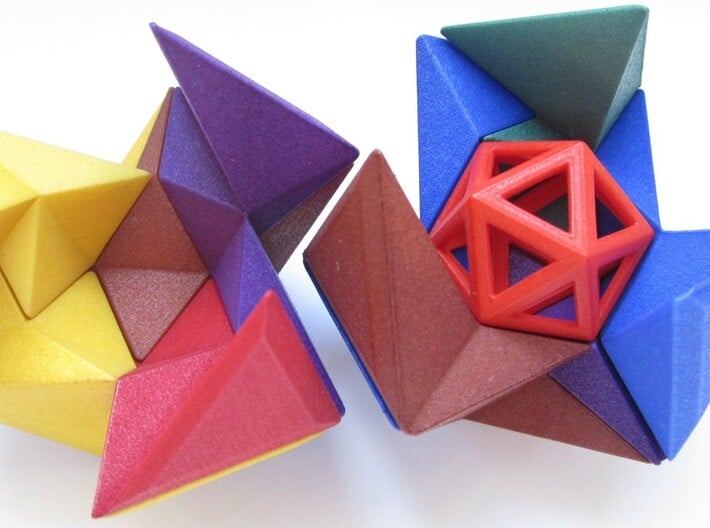 12 Different Piece Icosahedron 3d printed Partially assembled