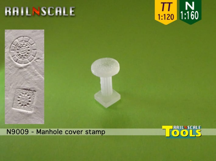 Manhole cover stamp (N 1:160 - TT 1:120) 3d printed 