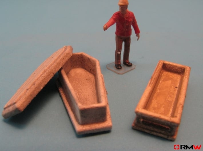 HO/1:87 Cemetery set 4 - coffins kit 3d printed en]painted and assembled [de]bemalt und gebaut