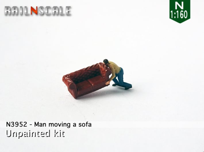 Man moving a sofa (N 1:160) 3d printed 