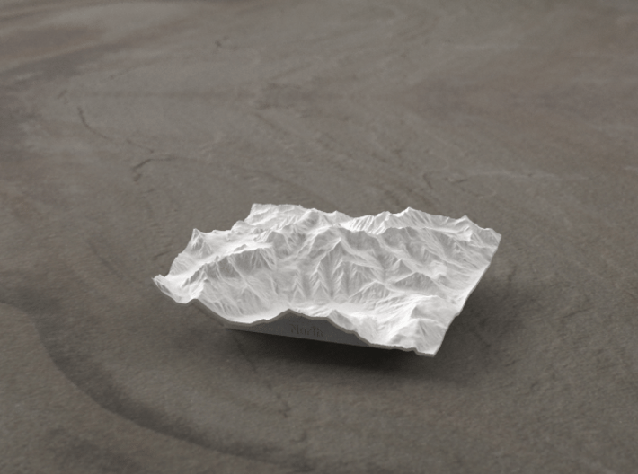 3''/7.5cm Mt. Blanc, France/Italy 3d printed Radiance rendering of model, viewed from the north.