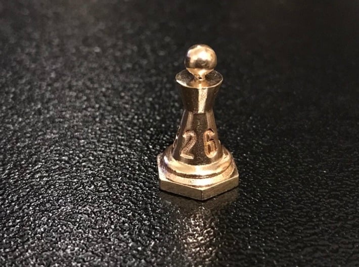 Chess-shaped Dice Set (small) 3d printed customer print in raw bronze