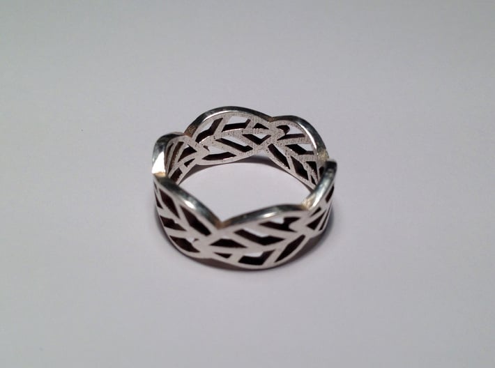 Leaf ring 3d printed Polished silver