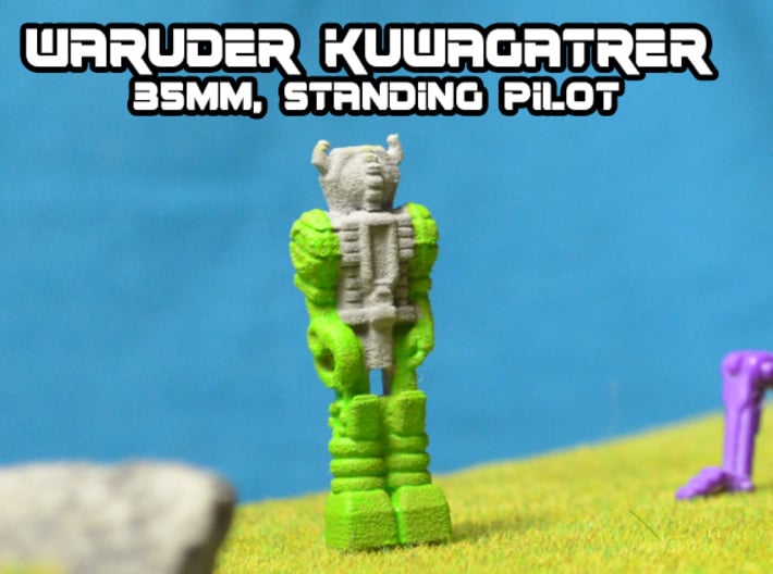 Waruder Kuwagatrer Pilot mini, standing (35mm) 3d printed Hand painted White, Strong and Flexible