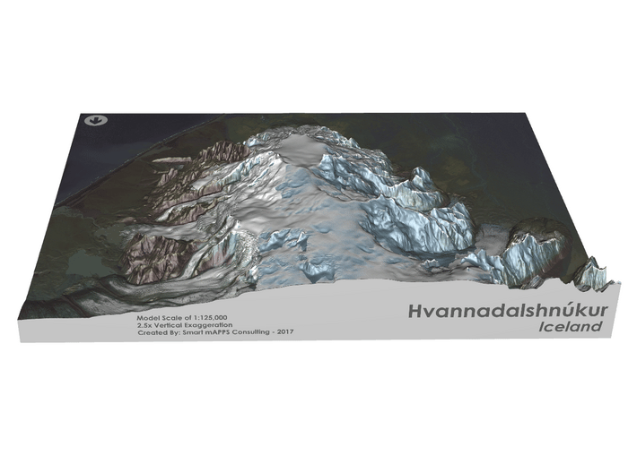 Hvannadalshnukur Map, Iceland 3d printed 