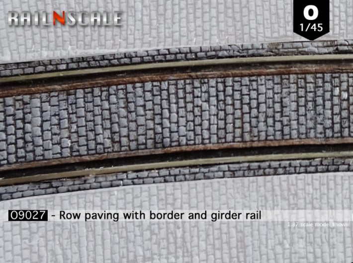 Row paving w/ border and girder rail (O 1:45) 3d printed 