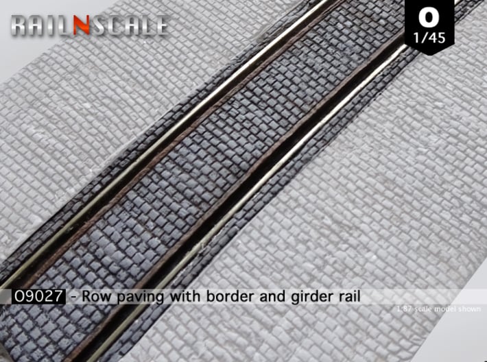 Row paving w/ border and girder rail (O 1:45) 3d printed