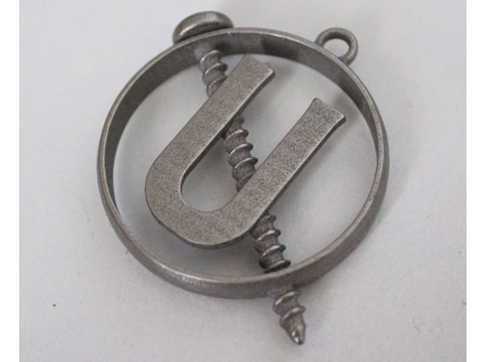 Ghostbusters - Holtzmann Screw U Necklace 3d printed This is the Polished Nickel Steel
