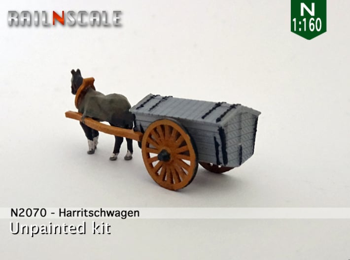 Pferd mit Harritschwagen (N 1:160) 3d printed 
