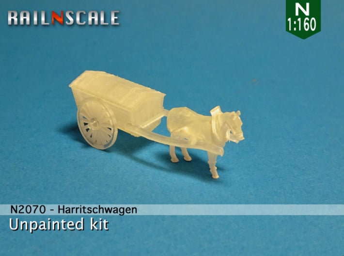 Pferd mit Harritschwagen (N 1:160) 3d printed 