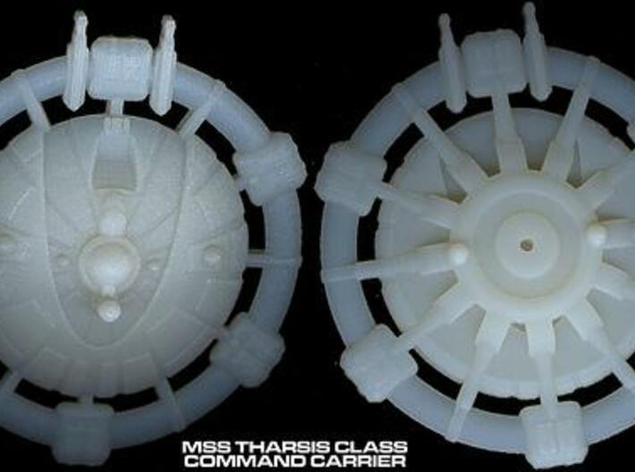 Martian Tharsis class Command Carrier 3d printed Tharsis in White Detail material.